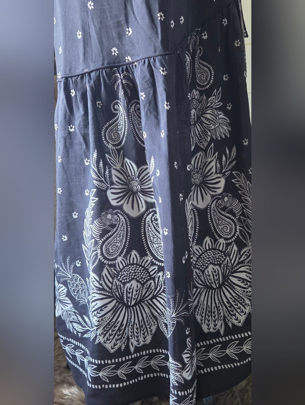 FARM Rio Black Floral Paisley Bloom Cotton Blend Maxi Dress Small Western Boho - Picture 8 of 13
